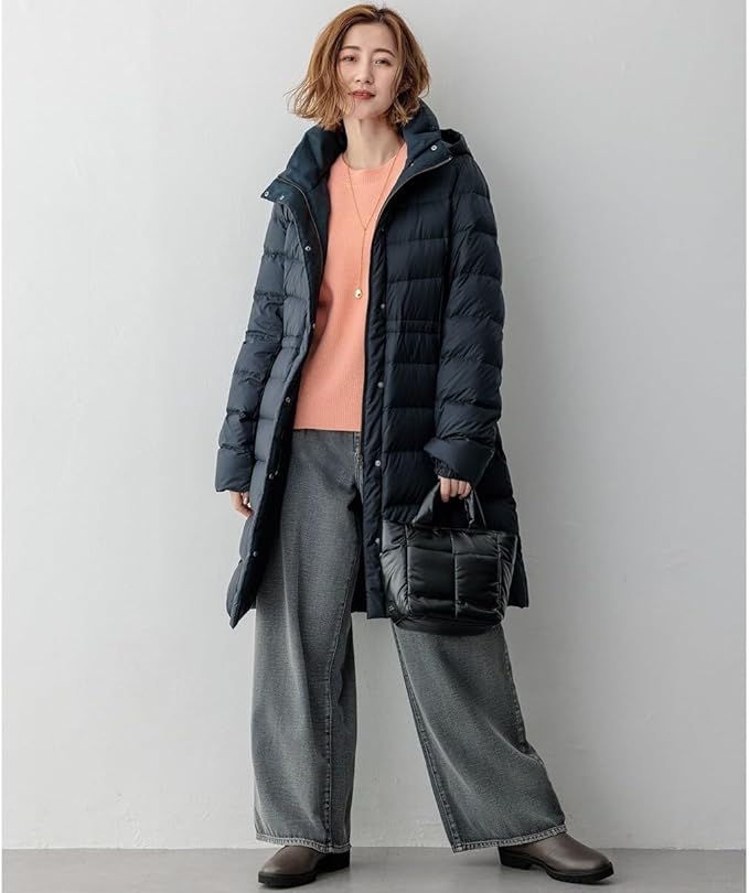 2024AW✨ 23区 【洗える】シレータフタ ロング ダウンコート　46 紺 23区 【蛯原友里さん着用/洗える】シレータフタ ロング ダウン